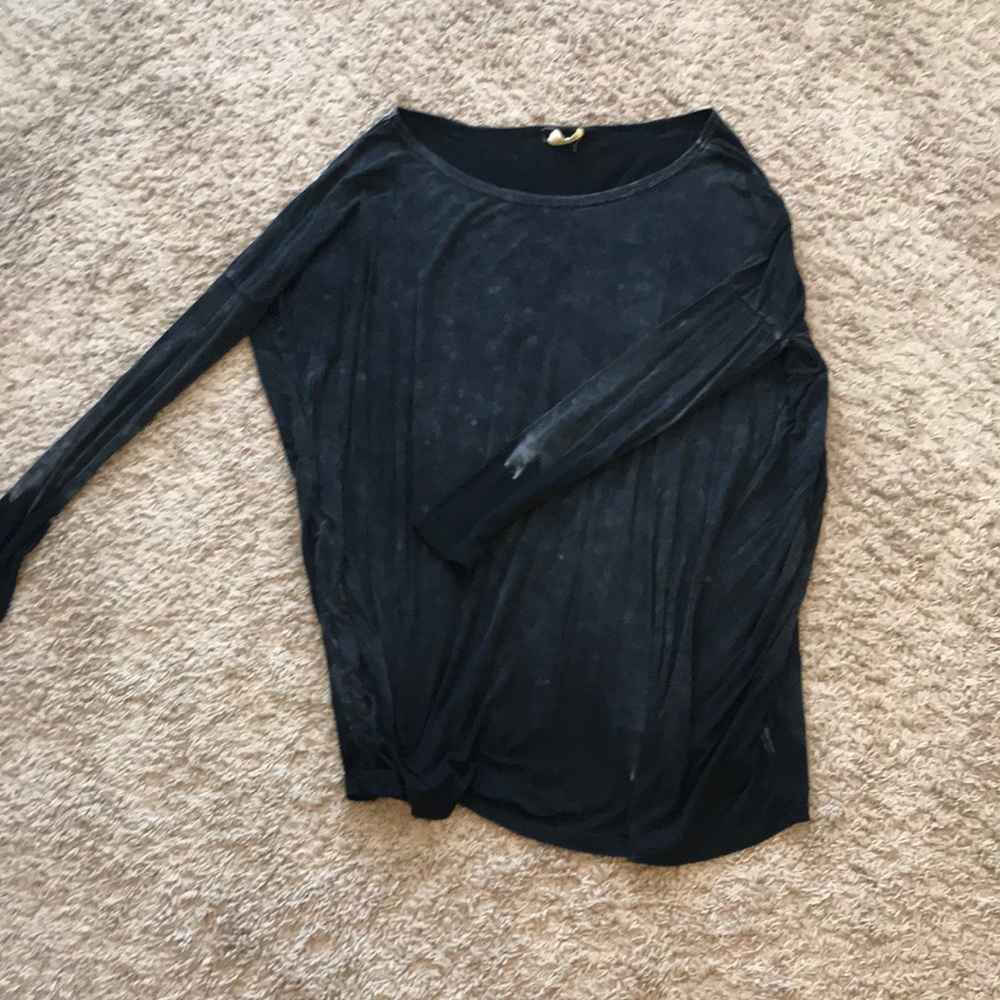 Acid wash piko long sleeve top